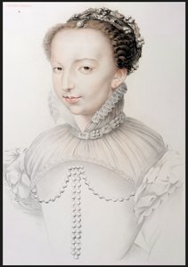 Portrett av Catherine de Medici (1519–89), faksimile av en tegning fra 1500-tallet som vises i Portraits of the Most Famous French Personalities of the 16th Century, av P.G. Niel, Paris, 1848 (grafitt o av French School