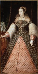 Portrett av Catherine de Medicis - Maleri av French School
