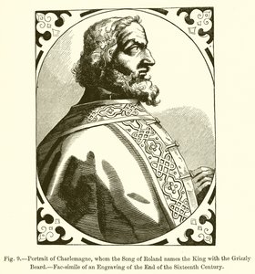 Portrett av Charlemagne, som sangen til Roland kaller kongen med grizzlyskjegget av French School