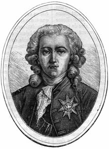 Portrett av Charles Alexandre de Calonne, fransk politiker under Louis XVI (1734-1802), finanskontrollør. Gravering i "Historien om pavene-kongene-dronninger og keisere gjennom århundrene"" av Maurice Lachatre av French School