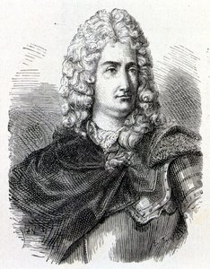 Portrett av Charles François Du Fay (Dufay?) (1698 - 1739), fransk kjemiker og fysiker - i "" Album de la Science; berømte vitenskapsmenn; Store funn""" 1896. av French School