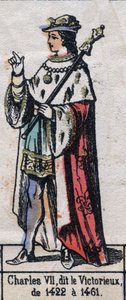 Portrait of Charles VII of France, known as Charles the Victorious or Charles the Good Served (1403-1461) (Capetian dynasty). Illustration late 19th century. av French School