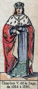 Portrett av Charles V av Frankrike, kjent som Karl vismannen (1338-1380) (kapetianernes dynasti). Illustrasjon sent på 1800-tallet. av French School