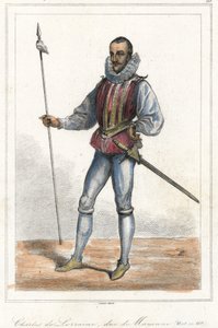 Portrett av Charles de Lorraine, hertug av Mayenne (1554 - 1611), fransk prins. Etter Henri, hertugen av Guise, var han leder av ligaen (1589). av French School