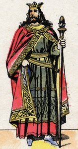 Portrett av Childebert II (v. 570 - 596), konge av Austrasia. av French School