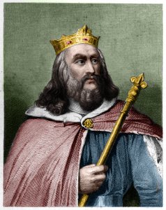 Portrett av Clotaire (Clothaire) II (584 - 628), konge av Neustria og konge av frankene - i "" Histoire des Francais"" av Lavallee, gravering, sd. av French School