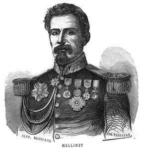 Portrait of Emile Henry Mellinet (1798-1894) general francais. Engraving in “Les Illustrations De L