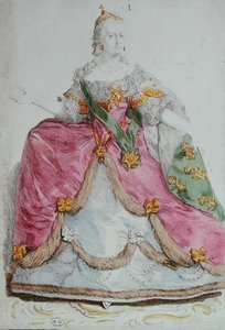 Portrett av keiserinne Catherine II (1729-96) den store av Russland, sent på 1700-tallet (farget gravering) av French School