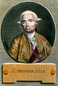 Portrett av Etienne de Montgolfier (1745 - 1799), oppfinneren av luftballongen. Gravering fra 1700-tallet. Privat samling. av French School