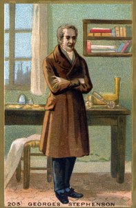 Portrett av George Stephenson (1781-1848). Kromolitografi fra slutten av 1800-tallet. av French School