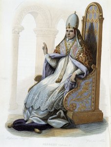 Portrett av Gerbert d'Aurillac, d'Aquitaine eller de Reims dit Sylvestre II (v. 938 - 1003) - i "" Le Plutarque francais"", red. Mennechet av French School