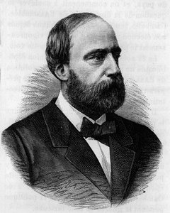 Portrett av Henri Charles Ferdinand Marie Dieudonne d'Artois (1820-1883), hertug av Bordeaux, greve av Chambord, kjent som Henri V, som later til Frankrikes trone. Gravering hentet fra "" L'Histoire de France populaire"" av Henr av French School