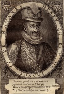 Portrett av Henrik IV (1553-1610) Konge av Frankrike - Portrett av Henrik IV (1553-1610) Konge av Frankrike - gravering 1600-tallet av French School