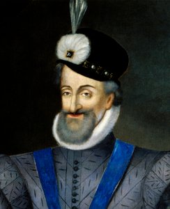 Portrett av Henrik IV (1553-1610) konge av Frankrike. Detalj. Anonymt fransk maleri fra 1600-tallet. Olje på lerret. Mål: 0,95x1,13m. Obligatorisk omtale: Sully sur Loire, Chateau de Sully av French School