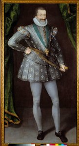 Portrett av Henry IV, konge av Frankrike (1553-1610) anonymt maleri fra 1600-tallet. Grenoble, Musee Des Beaux Arts. - Portrett av Henrik IV, konge av Frankrike (1553-1610). Anonymt maleri fra 1600-tallet. Beaux-Arts Museum, Grenoble, Frankrike av French School
