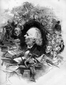 Portrett av Honore Daumier (1808-1879), fransk tegneserieskaper, maler og tegneserieskaper. Gravering i "" Le Monde Illustré"" nr. 1143 av 22. februar av French School