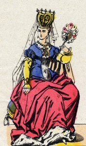 Portrett av Isabeau (Isabelle, Elisabeth) de Baviere (1371-1435), kone til Charles VI av Frankrike. (Kapetisk dynasti). av French School