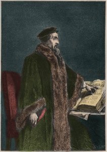 Portrait of Jean Calvin (Jean Cauvin) (1509-1564), French religious reformer and writer - John Calvin - engraving from “” L
