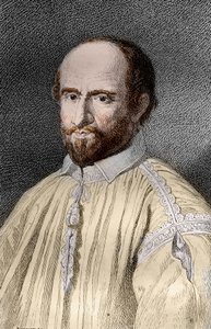 Portrett av Jean Duvergier de Hauranne (1581-1643), Abbe av Saint-Cyran, fransk religiøs og teolog Jansenist (Jean du Vergier de Hauranne, Abbe av Saint Cyran (1581-1643) fransk munk som introduserte jansenismen i Frankrike) Gravering fra " Les mysterier av French School