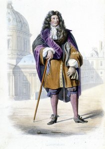 Portrett av Jean de La Fontaine, fransk forfatter (1621-1695) - i Ed. Mennechet, "" Le Plutarque francais"" av French School
