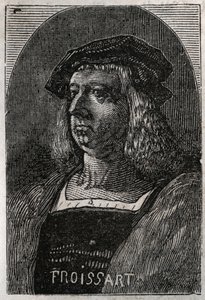Portrett av John Froissart (Jean Froissart) (1337-1404), franske kronikere fra middelalderens Frankrike - gravering i "" Histoire de France"" av Victor Duruy (1811-1894) - 1882 av French School