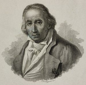 Portrett av Joseph Marie Charles, kalt Jacquard (1752-1834), fransk vever og oppfinner av Jacquard-vevstol, gravering av Guadagnini av French School