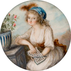 Portrett av Lady Lucy Byng 1. grevinne av Bradford, ca. 1790 (olje på elfenben) av French School