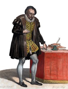 Portrett av Lord Michel Eyquem de Montaigne (1533-1592), fransk forfatter. av French School