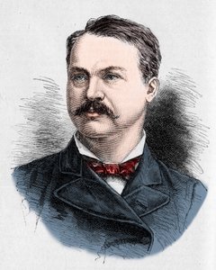 Portrett av Louis Honore (Louis Honore) Frechette (1839-1908), kanadisk poet og dramatiker. Gravering av Charles Georges i "" Le Monde Illustré"" nr. 1328 av 9. september 1882. av French School