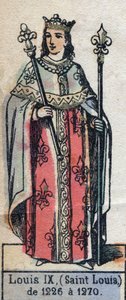 Portrett av Louis IX av Frankrike, kjent som Saint Louis (1214-1270) (kapeternes dynasti). Illustrasjon sent på 1800-tallet. av French School