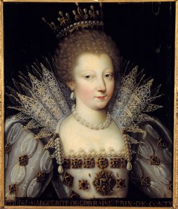 Portrett av Louise Marguerite de Lorraine, prinsesse av Conti Maleri av den franske skolen på 1600-tallet. Dim 0,57 x 0,47 m Chantilly, Musee Conde av French School