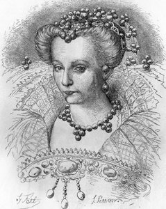 Portrett av Louise de Lorraine (1553-1601), kone til Henri III. I ""Frankrikes populære historie"", nd. ca 1885. Gravering. av French School
