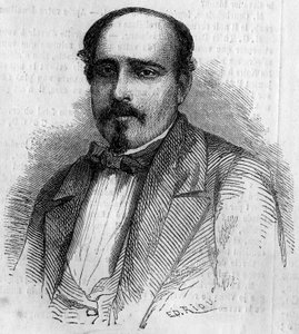 Portrait of Luiz Augusto Rebello da Silva (1822-1871), Portuguese writer. Engraving in “” Le Monde Illustré”” n°227 of 17 August 1861. av French School
