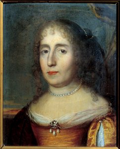 Portrett av Madame de Scudery (eller Madeleine de Scuderi (1607 - 1701), fransk kvinne med bokstaver). Anonymt maleri av den franske skolen av French School