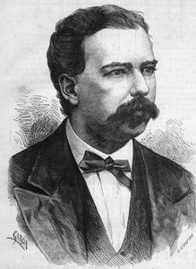 Portrett av Manuel Pardo (1834-1878), president i Peru fra 1872 til 1876. Gravering i “” Le Monde Illustré”” n°1132 av 7. desember 1878. av French School