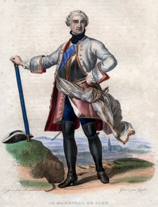 Portrett av Maurice de Saxe (1696-1750), tysk militær i fransk tjeneste og generalmarskalk av Frankrike. av French School