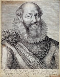 Portrett av Maximilian av Bethune, hertug av Sully (1560–1641). Gravering fra 1600-tallet. Pau, Musée du Château. av French School