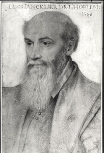 Portrett av Michel de LHospital (ca. 1504-73) 1566 av French School