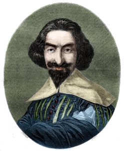Portrait of Miguel de Cervantes Saavedra (1547-1616), Spanish writer. Engraving from 1852 from the painting of Velasquez. av French School