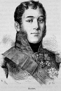 Portrett av Mortier, hertug av Treviso (1768 - 1835), marskalk av Frankrike, drept under angrepet av Fieschi - i "The History of France" av Henri Martin av French School