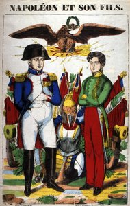 Portrett av Napoleon I og hans sønn, Napoleon II. Bilde av Epinal av French School