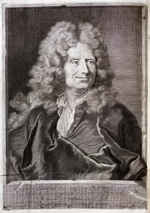 Portrett av Nicolas Boileau, også kjent som Boileau Despreaux (Boileau-Despreaux) (1636-1711) poet, forfatter. Gravering for å illustrere verkene til M. Boileau Despreaux, med historiske belysninger, bind 1, utgave Fabre et Barillot av French School