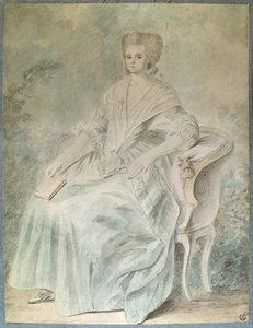 Portrett av Olympe de Gouges (enke Aubry også kjent som Marie Gouze) (Madame Aubry) (1748-1793) feminist, politiker og bokstavkvinne. Anonym 1700-talls akvarell. Dim. 0,21x 0,28 m. Paris, Louvre-museet av French School