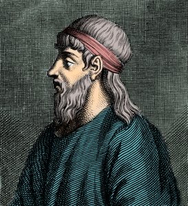 Portrett av Parmenides av Elea (fl.c 5. f.Kr.) gresk filosof. av French School