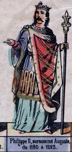Portrait of Philip II of France, known as Philippe Auguste (1165-1223) (dynasty of the Capetians). Illustration late 19th century. av French School