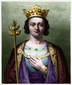Portrett av Philippe V den lange (1294 - 1322), konge av Frankrike - i "" Histoire des Francais"" av Lavallee, gravering, sd. av French School