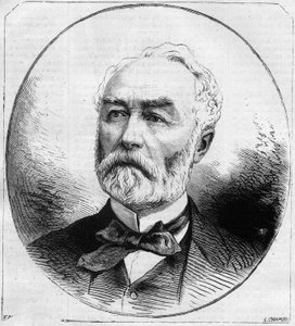 Portrett av Pierre Frederic Dorian (1814-1873), fransk politiker, minister for offentlige arbeider under den tredje republikken i 1870. Gravering i "" Le Monde Illustré"" nr. 707 av 29. oktober av French School