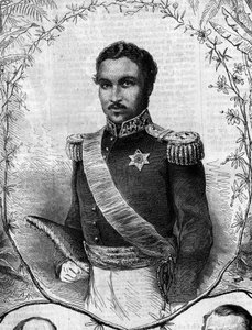 Portrett av Radama II (1829-1863), konge av Madagaskar. Gravering i "" Le Monde Illustré"" nr. 268 av 31. mai 1862. av French School