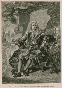 Portrett av Samuel Bernard, gravert av Drevet, etter Hyacinthe Rigaud av French School