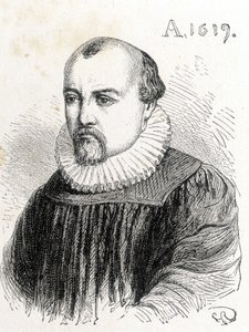 Portrett av Solomon de Caus (1576-1624), fransk fysiker - i "" Album of Science; berømte lærde; Store oppdagelser””” 1896. av French School